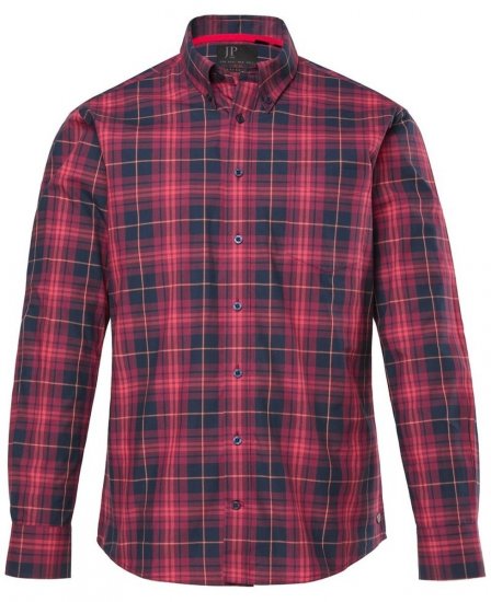 JP1880 Checked Shirt Long Sleeve Red - Košile - Košile 2XL-10XL