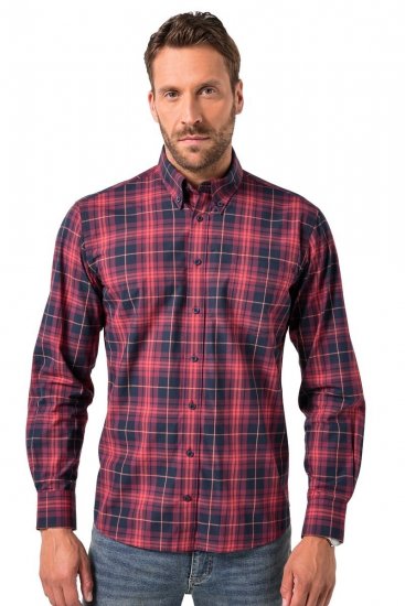 JP1880 Checked Shirt Long Sleeve Red - Košile - Košile 2XL-10XL