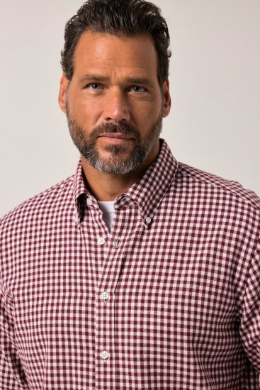 JP1880 Checked Flannel Shirt Long Sleeve Light Red - Košile - Košile 2XL-10XL