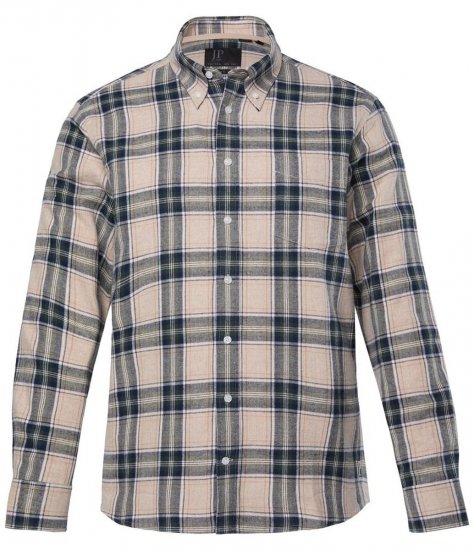 JP1880 Checked Flannel Shirt Long Sleeve Dark Dusty Pink - Košile - Košile 2XL-10XL