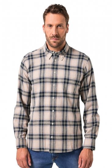 JP1880 Checked Flannel Shirt Long Sleeve Dark Dusty Pink - Košile - Košile 2XL-10XL