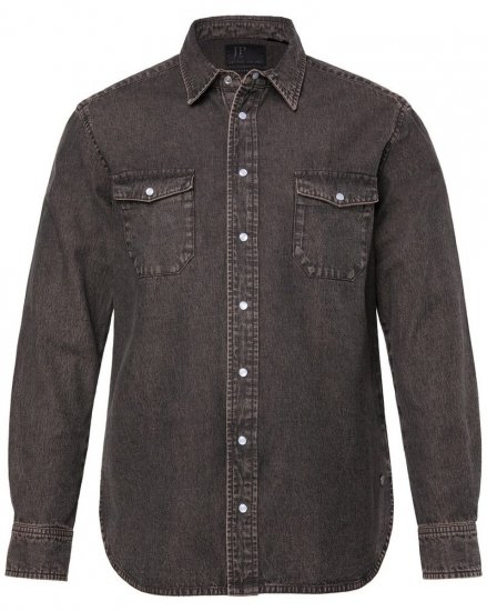 JP1880 Denim Shirt Flexnamic Dark Brown - Košile - Košile 2XL-10XL