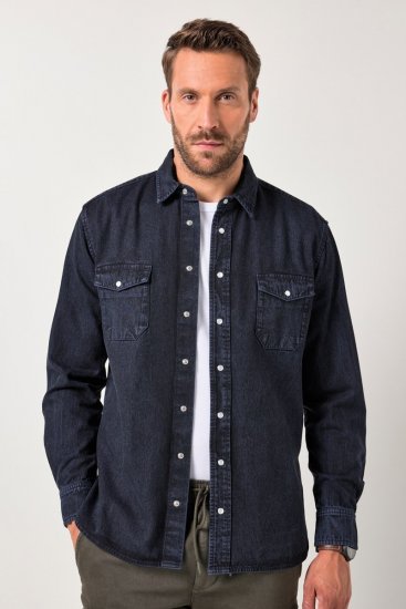 JP1880 Denim Shirt Flexnamic Long Sleeve Navy - Košile - Košile 2XL-10XL