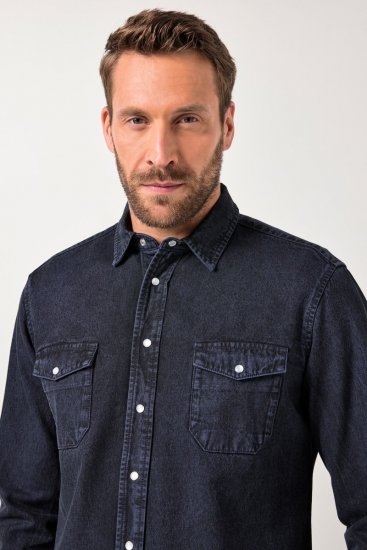 JP1880 Denim Shirt Flexnamic Long Sleeve Navy - Košile - Košile 2XL-10XL