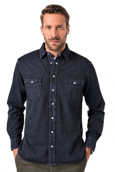 JP1880 Denim Shirt Flexnamic Long Sleeve Navy - Košile - Košile 2XL-10XL