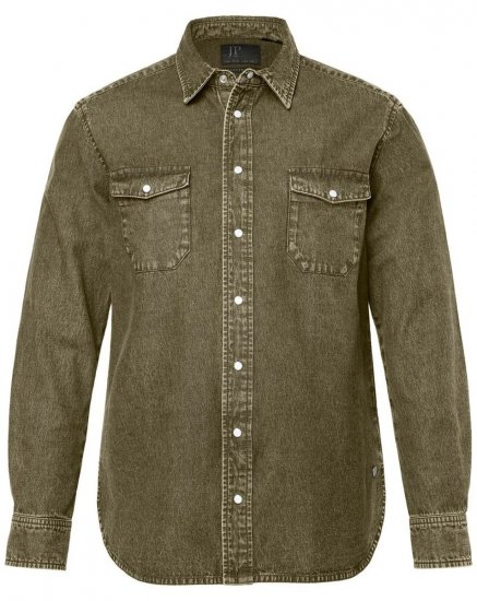 JP1880 Denim Shirt Long Sleeve Olive Green - Košile - Košile 2XL-10XL