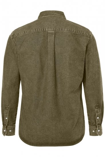 JP1880 Denim Shirt Long Sleeve Olive Green - Košile - Košile 2XL-10XL