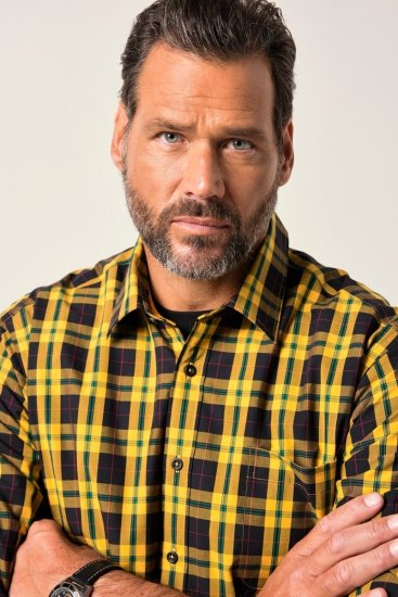 JP1880 Checked Shirt Long Sleeve Kent Collar Curry - Košile - Košile 2XL-10XL