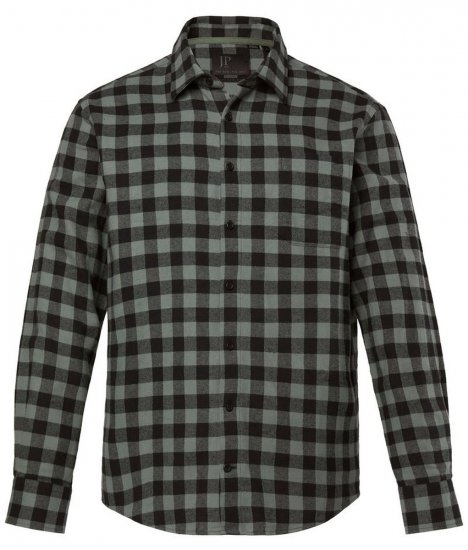 JP1880 Checked Flannel Shirt Long Sleeve Eucalyptus Green - Košile - Košile 2XL-10XL