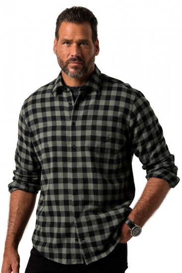 JP1880 Checked Flannel Shirt Long Sleeve Eucalyptus Green - Košile - Košile 2XL-10XL