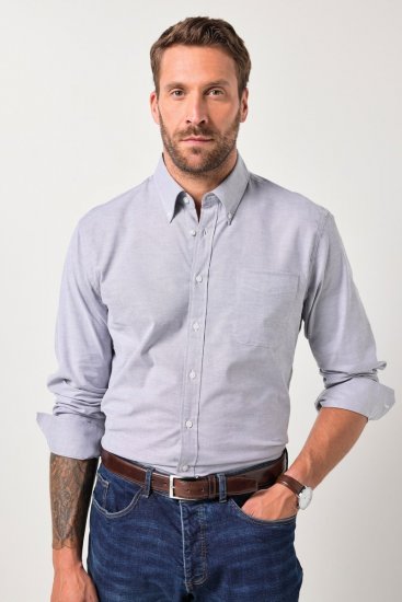 JP1880 Oxford Shirt Flexnamic Long Sleeve Grey - Košile - Košile 2XL-10XL