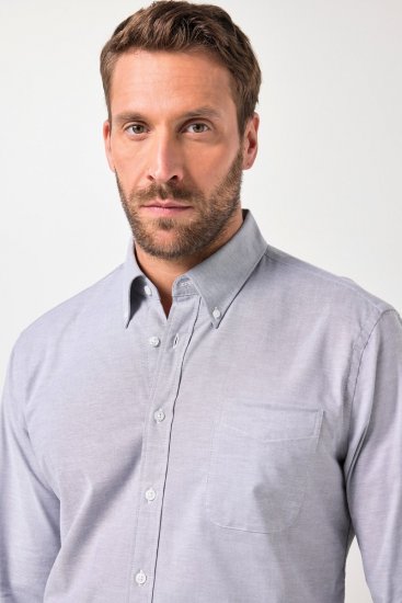 JP1880 Oxford Shirt Flexnamic Long Sleeve Grey - Košile - Košile 2XL-10XL