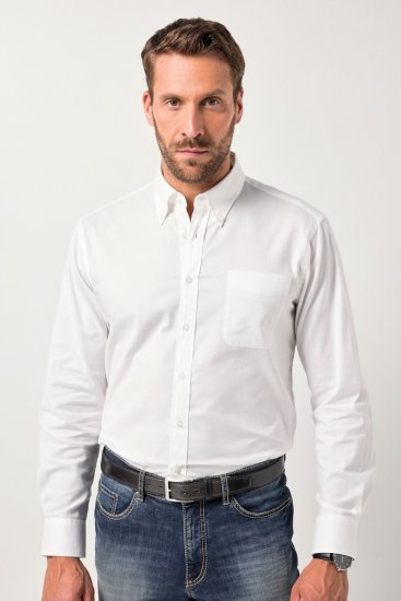 JP1880 Oxford Shirt Flexnamic Long Sleeve Snow White - Košile - Košile 2XL-10XL