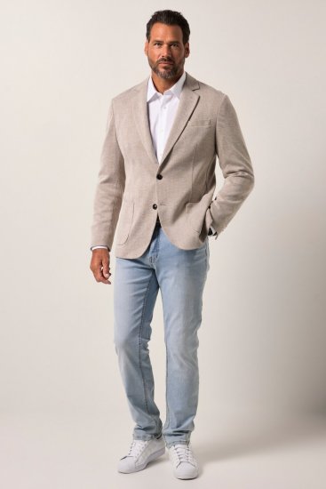 JP1880 Jacket Business Checked Beige - Obleky - Obleky 2XL-8XL