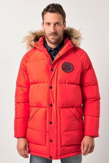 JP1880 Parka Quilted Faux Fur Hood Red - Bundy - Bundy Nadměrné Velikosti - 2XL-8XL
