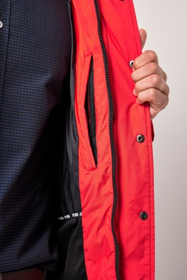 JP1880 Parka Quilted Faux Fur Hood Red - Bundy - Bundy Nadměrné Velikosti - 2XL-8XL