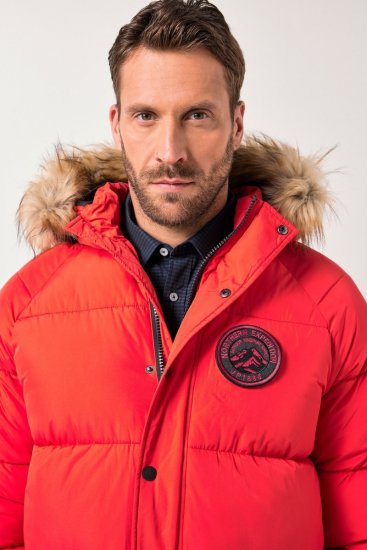 JP1880 Parka Quilted Faux Fur Hood Red - Bundy - Bundy Nadměrné Velikosti - 2XL-8XL