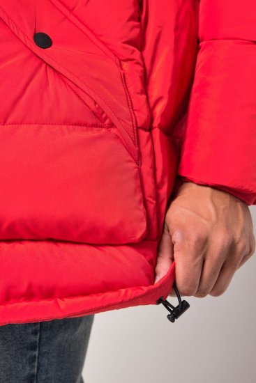 JP1880 Parka Quilted Faux Fur Hood Red - Bundy - Bundy Nadměrné Velikosti - 2XL-8XL