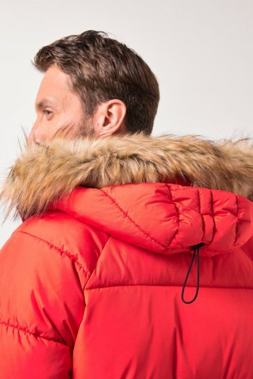 JP1880 Parka Quilted Faux Fur Hood Red - Bundy - Bundy Nadměrné Velikosti - 2XL-8XL