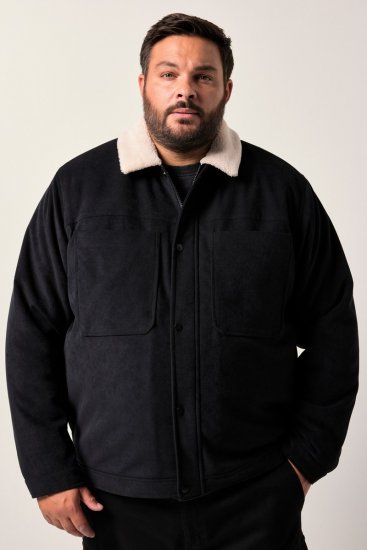 Men+ 545 Bunda s teddy límcem Černá - Bundy - Bundy Nadměrné Velikosti - 2XL-8XL