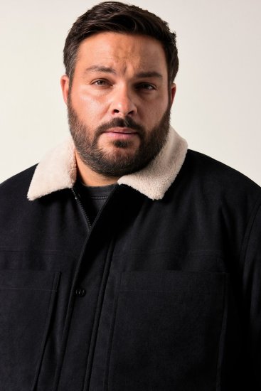 Men+ 545 Bunda s teddy límcem Černá - Bundy - Bundy Nadměrné Velikosti - 2XL-8XL