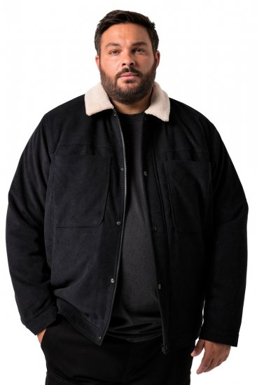 Men+ 545 Bunda s teddy límcem Černá - Bundy - Bundy Nadměrné Velikosti - 2XL-8XL