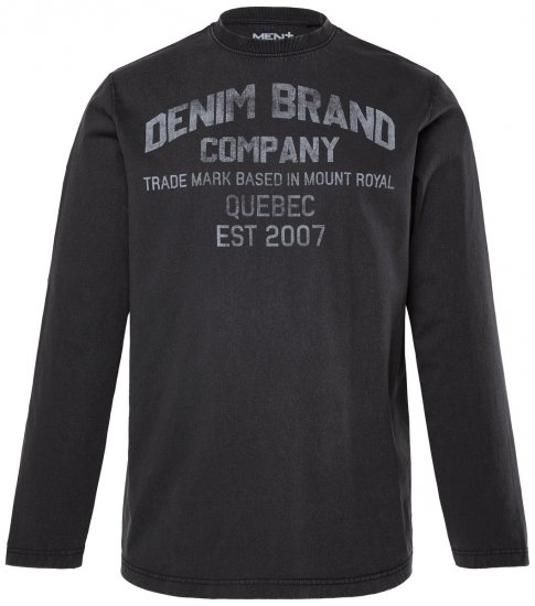 Men+ 612 Tričko s dlouhým rukávem Denim Brand Company Černá - Trička - Trička nadměrné velikosti - 2XL-14XL