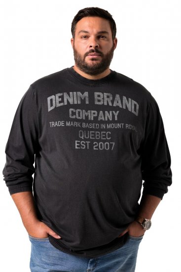 Men+ 612 Tričko s dlouhým rukávem Denim Brand Company Černá - Trička - Trička nadměrné velikosti - 2XL-14XL