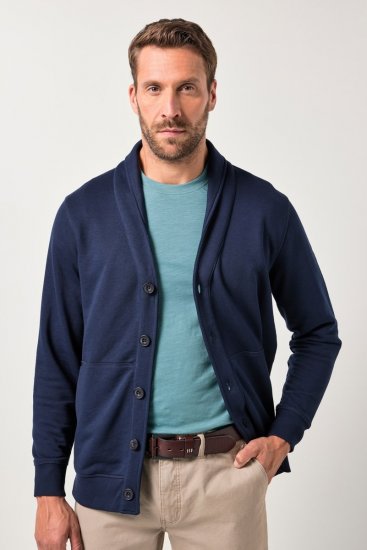 JP1880 Sweat Jacket Shawl Collar Navy - Mikiny & mikiny s kapucí - Mikiny & Mikiny s kapucí 2XL-12XL