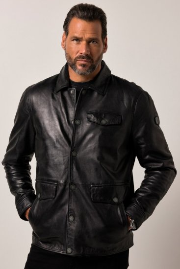 JP1880 Leather Jacket Finest Lamb Nappa Black - Bundy - Bundy Nadměrné Velikosti - 2XL-8XL