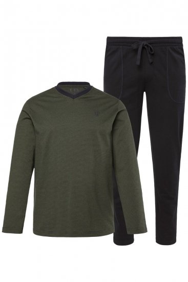 JP1880 Pyjamas Two-piece Striped Dark Green - Spodní prádlo - Spodní Prádlo Nadměrné Velikosti 2XL-8XL