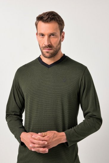 JP1880 Pyjamas Two-piece Striped Dark Green - Spodní prádlo - Spodní Prádlo Nadměrné Velikosti 2XL-8XL