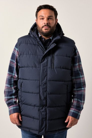 Men+ 433 Vesta prošívaná s kapucí Tmavě modrá - Bundy - Bundy Nadměrné Velikosti - 2XL-8XL