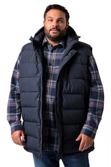 Men+ 433 Vesta prošívaná s kapucí Tmavě modrá - Bundy - Bundy Nadměrné Velikosti - 2XL-8XL