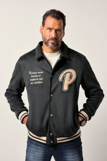 JP1880 Blouson Velour with Chest Embroidery Dark Green - Bundy - Bundy Nadměrné Velikosti - 2XL-8XL