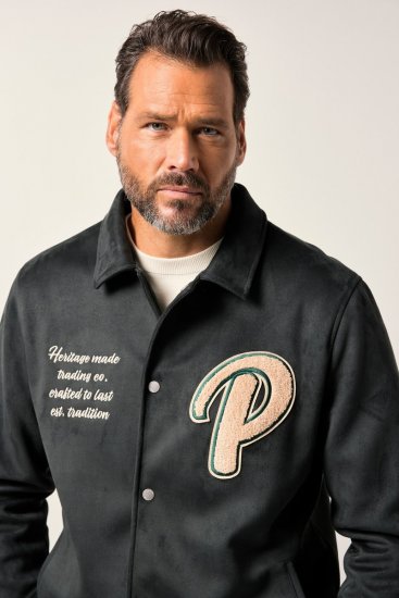 JP1880 Blouson Velour with Chest Embroidery Dark Green - Bundy - Bundy Nadměrné Velikosti - 2XL-8XL