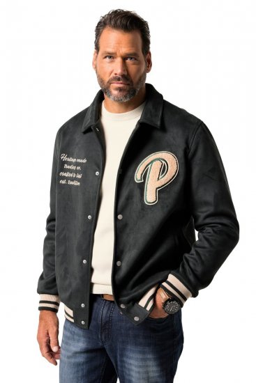 JP1880 Blouson Velour with Chest Embroidery Dark Green - Bundy - Bundy Nadměrné Velikosti - 2XL-8XL