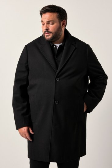 Men+ 482 Voděodolný kabát ve vzhledu vlny Černá - Bundy - Bundy Nadměrné Velikosti - 2XL-8XL