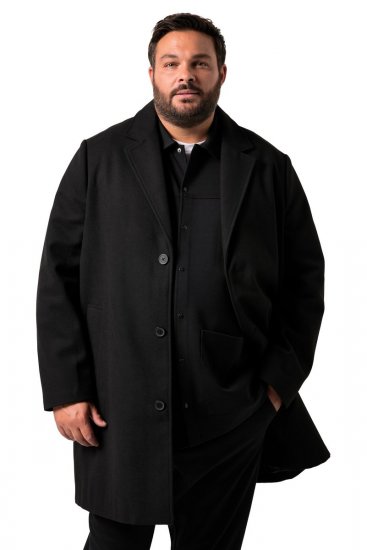 Men+ 482 Voděodolný kabát ve vzhledu vlny Černá - Bundy - Bundy Nadměrné Velikosti - 2XL-8XL