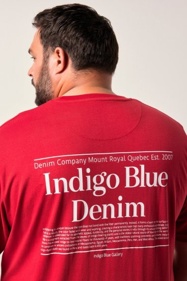 Men+ 500 Tričko Indigo Blue Denim Tmavě červená - Trička - Trička nadměrné velikosti - 2XL-14XL