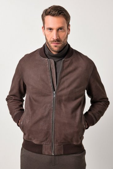 JP1880 Jacket Buffed Nubuck Lamb Leather Brown - Bundy - Bundy Nadměrné Velikosti - 2XL-8XL