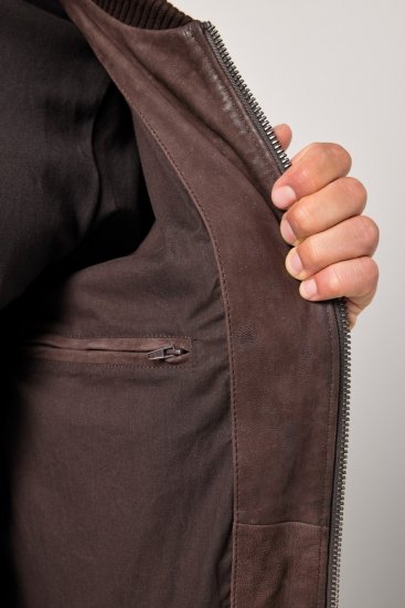 JP1880 Jacket Buffed Nubuck Lamb Leather Brown - Bundy - Bundy Nadměrné Velikosti - 2XL-8XL