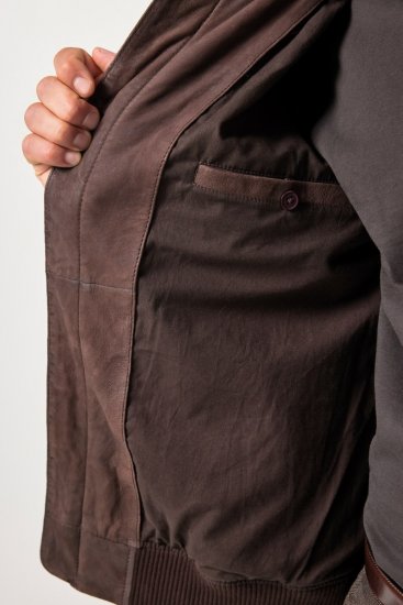 JP1880 Jacket Buffed Nubuck Lamb Leather Brown - Bundy - Bundy Nadměrné Velikosti - 2XL-8XL