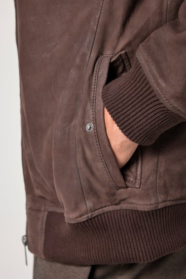 JP1880 Jacket Buffed Nubuck Lamb Leather Brown - Bundy - Bundy Nadměrné Velikosti - 2XL-8XL