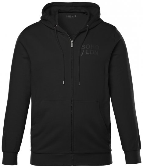 Men+ 305 Mikina s kapucí na zip Soho LDN Černá - Mikiny & mikiny s kapucí - Mikiny & Mikiny s kapucí 2XL-12XL
