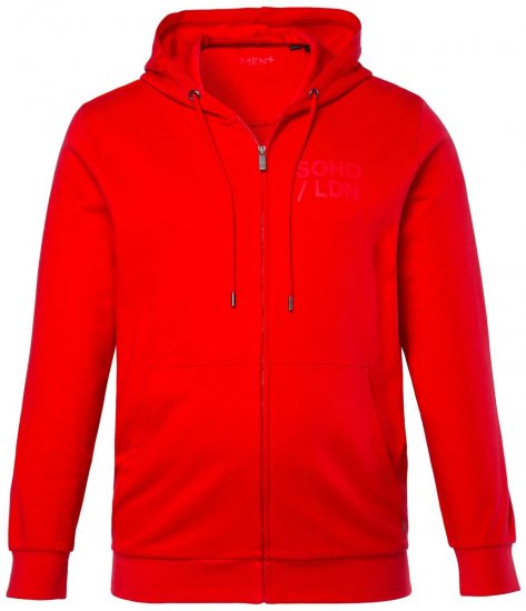 Men+ 305 Mikina s kapucí na zip Soho LDN Chilli červená - Mikiny & mikiny s kapucí - Mikiny & Mikiny s kapucí 2XL-12XL