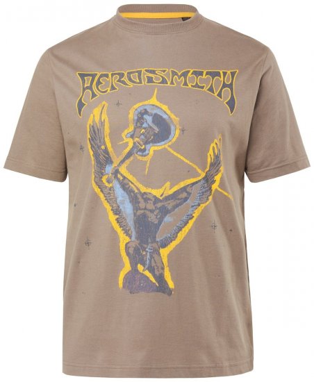 JP1880 844644 Aerosmith Tričko Tmavě taupe - Trička s kapelami - Kapelová trička ve velikostech 2XL–10XL
