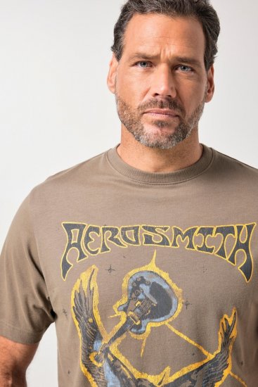 JP1880 844644 Aerosmith Tričko Tmavě taupe - Trička s kapelami - Kapelová trička ve velikostech 2XL–10XL