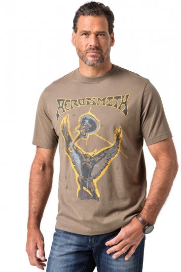 JP1880 844644 Aerosmith Tričko Tmavě taupe - Trička s kapelami - Kapelová trička ve velikostech 2XL–10XL