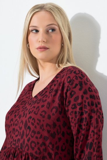 Ulla Popken 844945 Áčkové žerzejové šaty s výstřihem do V Švestková - Žerzejové šaty - 